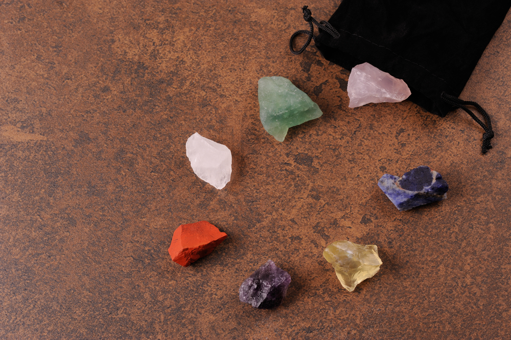 Set of seven healing chakra mineral stones for crystal healing
