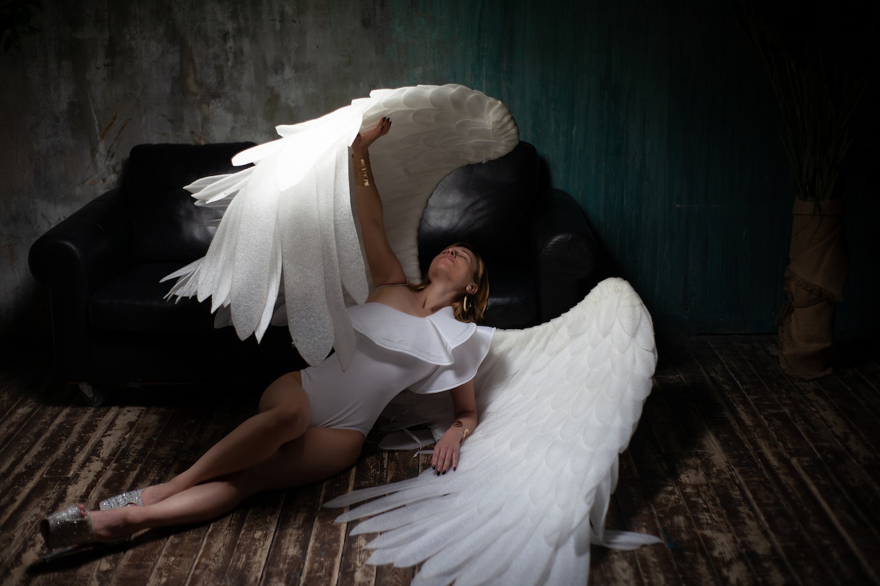 Woman Wearing Angel Costume