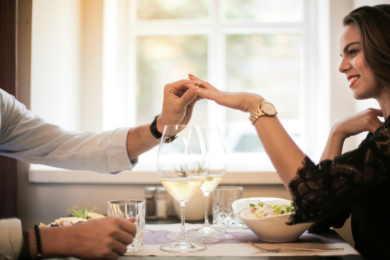 Man Making Proposal in Luxurious Restaurant During Dinner