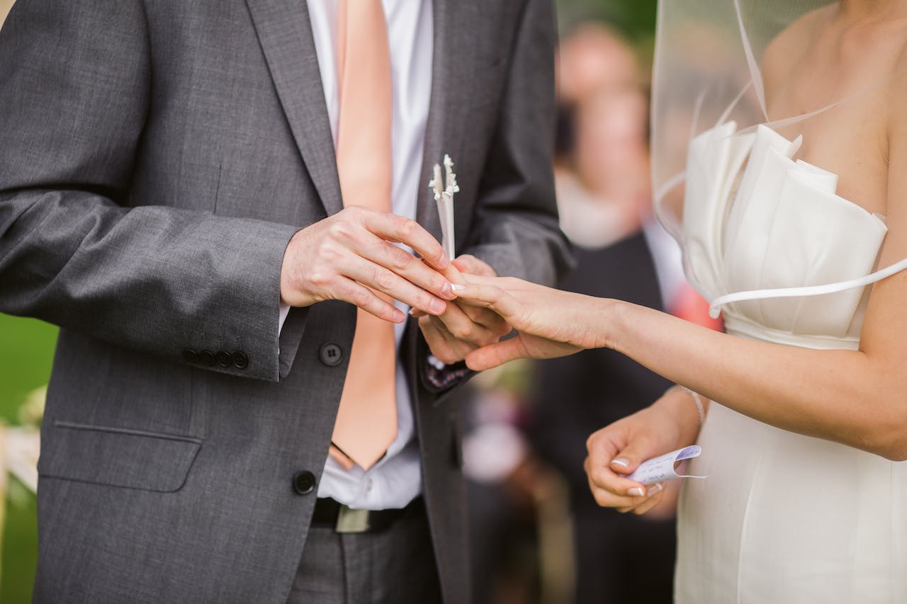 Groom Putting Wedding Ring on His Bride